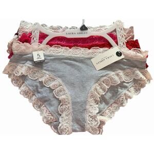 Laura Ashley Womens 5-Pack Panties Super Soft Lace Trimmed Size Large NWT